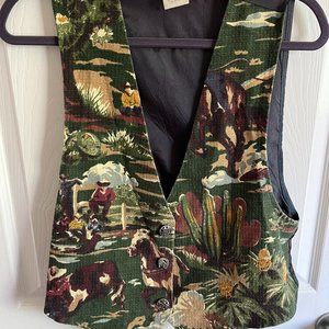 Vintage Jeans Wear Western Cowboys Silver Button Vest